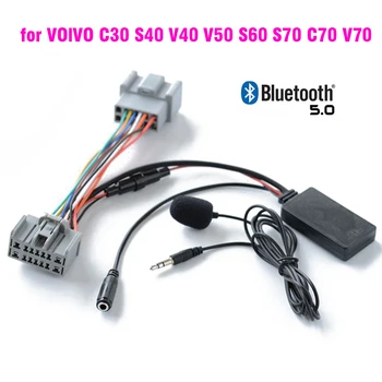 Автомобильный Bluetooth 5,0 Беспроводной Телефонный Звонок Громкой Связи AUX In Адаптер для VOlVO C30 S40 V40 V50 S60 S70 C70 V70 XC70 S80 XC90 С Микрофоном
