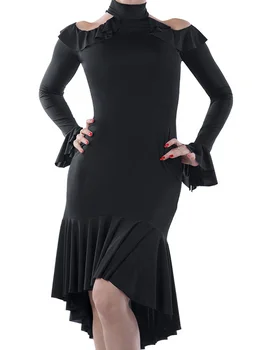 Женское платье для латиноамериканских танцев, юбка для занятий танцами Самба, одежда для танцев Чача, тренировочная одежда, черные высококачественные трико MSD104