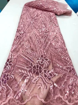 Новейшая Высококачественная 2023 Африканская Нигерийская тюлевая кружевная ткань, вечернее платье с вышивкой, блестки, французская Сетчатая ткань для шитья