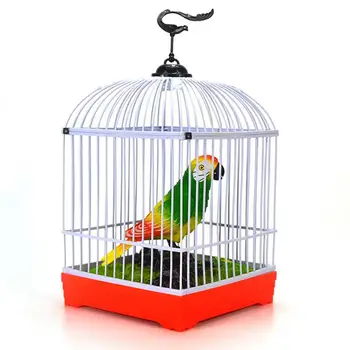 Поющий говорящий попугай в клетке Электронное управление звуком Движущиеся птицы игрушка звукозапись говорящий попугай говорящие игрушки для детского подарка